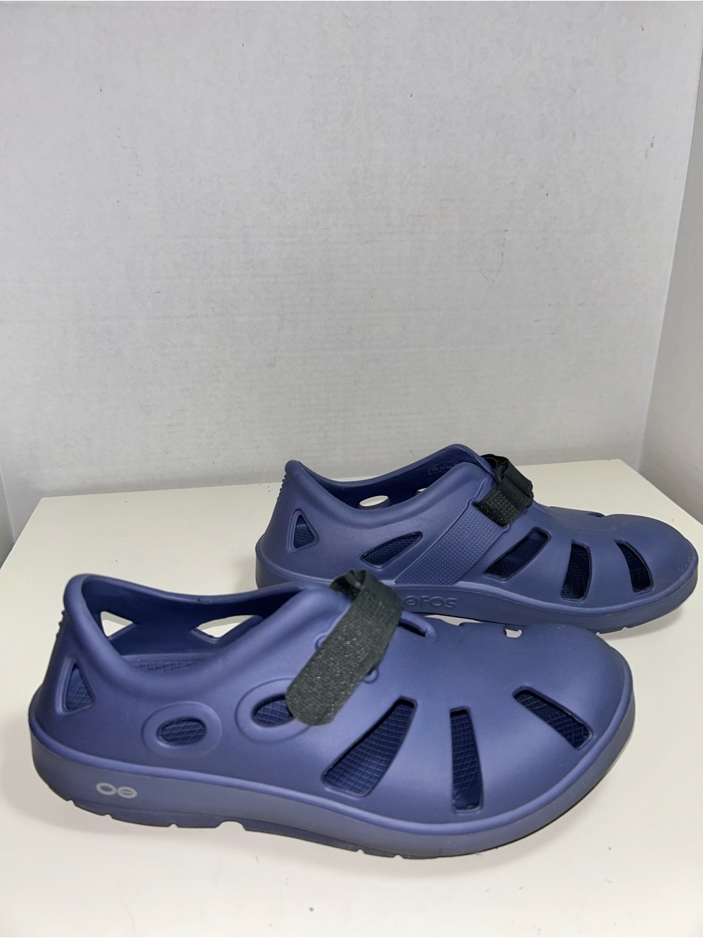 OOfos Oocandoo Recovery Blue Slip On Hook Loop Comfort Sandal